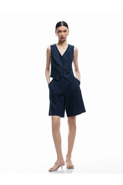 Koton Regular Fit Lined Viscose Fabric Pleated Pocket Short Shorts