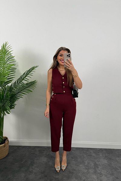 Tulipabutik Snap Fastener Vest Trousers Set