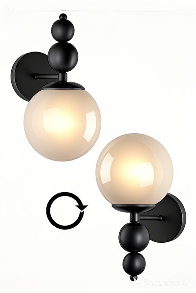 ATLANTİK AYDINLATMA Toplu Aplik Cam Başlık Metal Gövde 2 adet duvar lambası kablolu