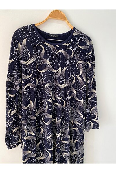 sevdalı Kadın Lacivert Ay Desen Anne Likralı Penye Elbise