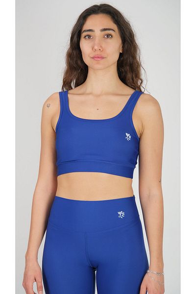 Keep Risen Thick Strap Padded Underbust Elastic Slim Fit Women's Sports Bra Navy Blue