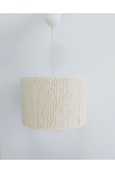 C&A&B KUZEY AVİZE Ecru Macrame Rope Wrapped Pendant Lamp Chandelier