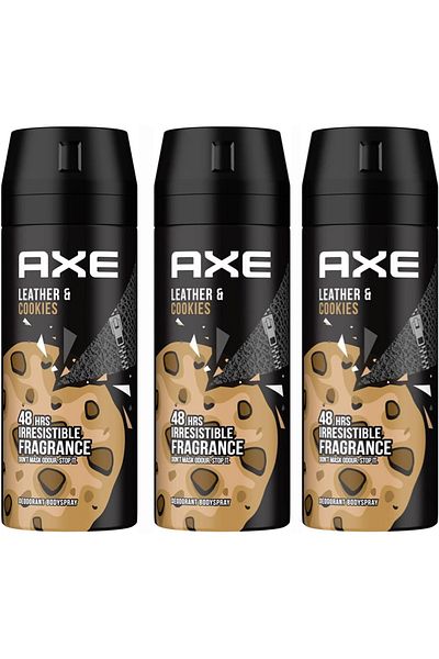Axe Body Spray for Men Leather & Cookies Black 150ml X3