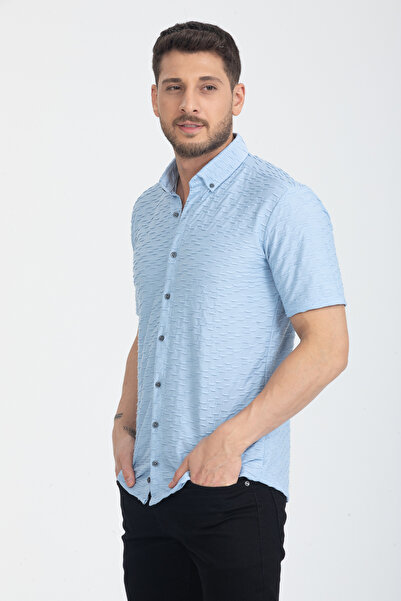 Klothy Мъжка лятна прилепнала риза с къс ръкав 2600