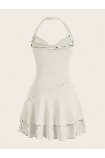 Dressco Eva - Μίνι φόρεμα με βολάν με λαιμόκοψη