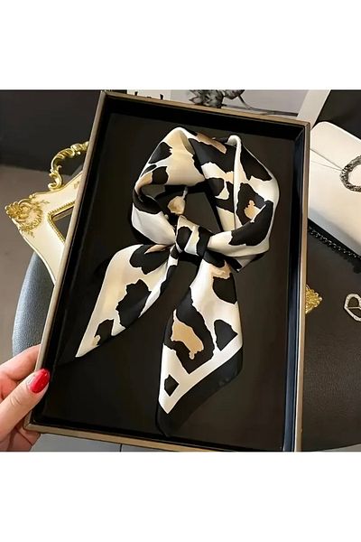Lilly White Leopard Print Scarf