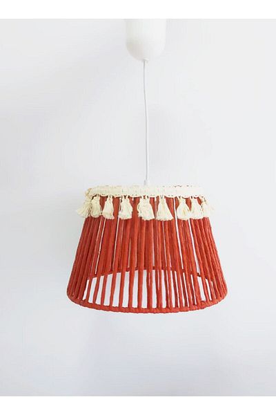 C&A&B KUZEY AVİZE Taba Mokrame Rope Wrapped Cotton Ribbon Fringed Pendant Lamp Chandelier
