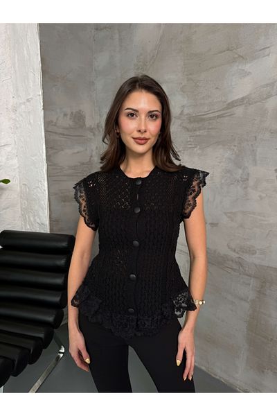 Elif Özbey Butik Black Lace Vest
