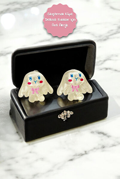 MakeWell Deliksiz Küpe Kulağı Delik Olmayan Çocuklar Için Kuromi Tasarımlı Pembe Sıkıştırmalı Çocuk Küpe