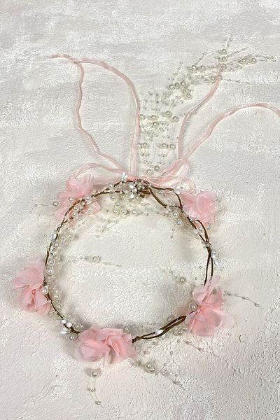Hobigram Coroana de domnisoare de onoare cu design special, coroana de fotografiere exterioara cu trandafiri laser pudra si perle