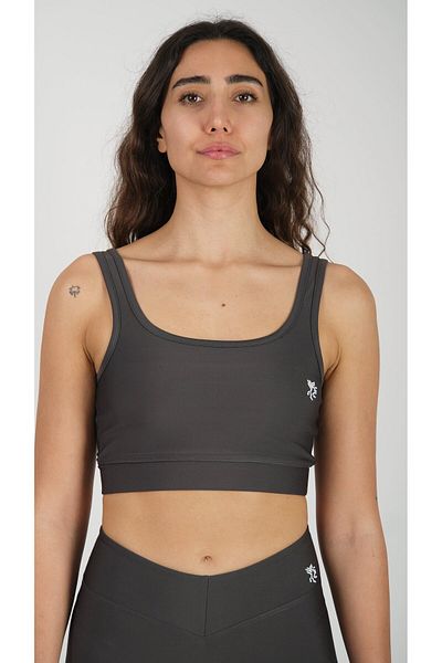 Keep Risen Thick Strap Padded Underbust Elastic Slim Fit Women's Sports Bra Gray