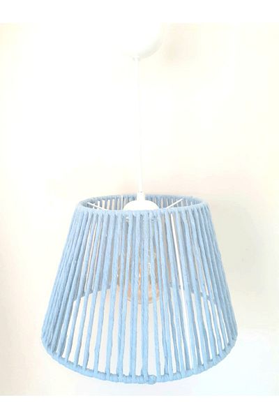C&A&B KUZEY AVİZE Blue Macrame Rope Wrapped Pendant Lamp Chandelier