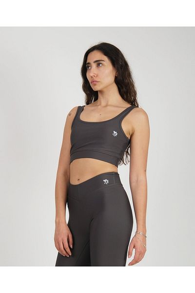 Keep Risen Thick Strap Padded Underbust Elastic Slim Fit Women's Sports Bra Gray