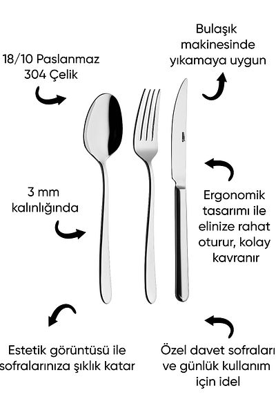 Rollers Vizyon 40 Piece Fork Spoon Set for 8 People