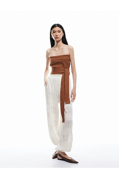 Koton Strapless Knitwear Top with Binding Detail