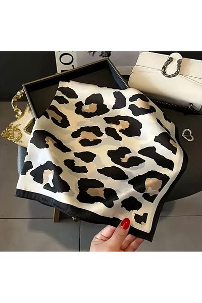 Lilly White Leopard Print Scarf