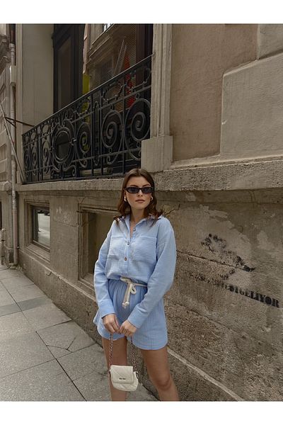 Ekim Store Rochie salopetă cu talie legată din țesătură de muselină