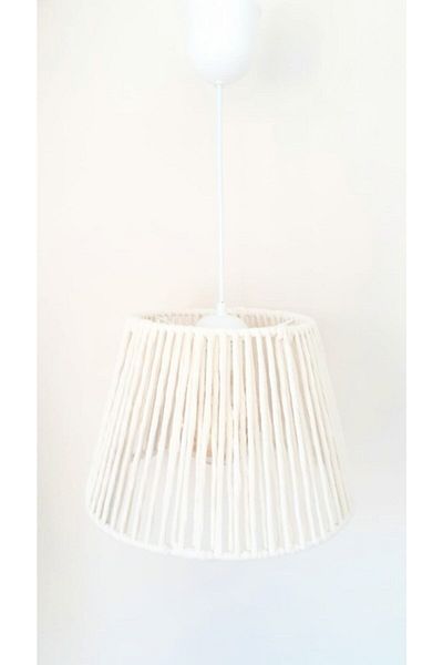 C&A&B KUZEY AVİZE Ecru Macrame Rope Wrapped Pendant Lamp Chandelier