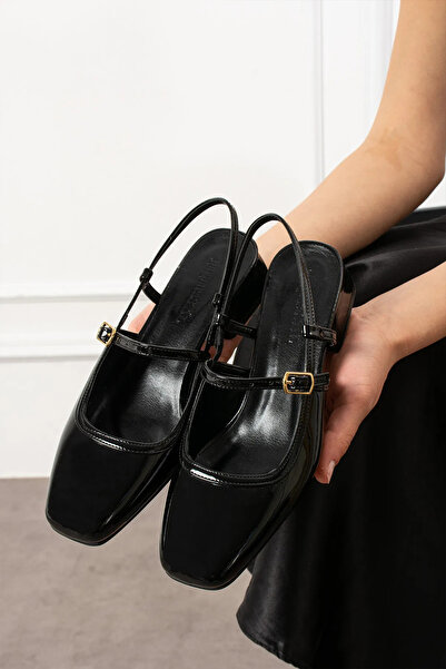 Şahnur Κομψά γυναικεία παπούτσια μπαλαρίνας με κοντό τακούνι, καθημερινά ελαφριά, με λεπτομέρεια από τουίντ ή λουστρίνι