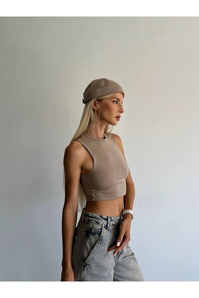 Castivo Fashion Basic Fit Ψηλό Γιακά Ribbed Crop Μονό