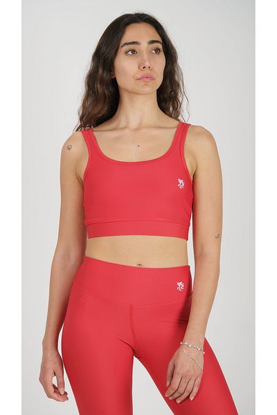 Keep Risen Thick Strap Padded Underbust Elastic Slim Fit Women's Sports Bra Red