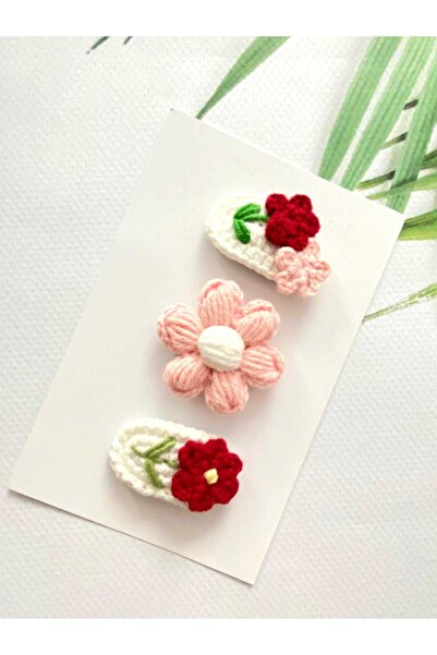 Kadın Girişimciler Atölyesi Newborn Baby Buckle Handmade 3-Piece Flower Set H...