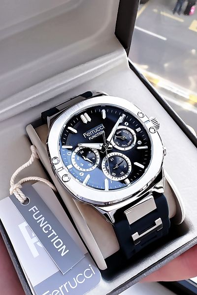 Ferrucci Original Men's Wristwatch + Feteck Siilikon Watchband with Gift Bracelet Fre2050C2