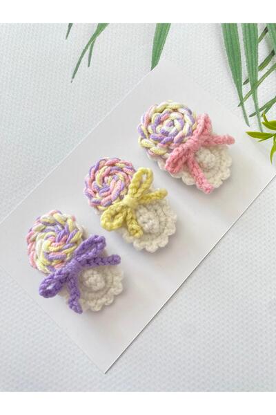 Kadın Girişimciler Atölyesi Eid Candy Newborn Baby Buckle Handmade Set of 3 H...