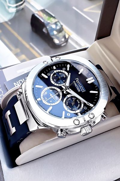 Ferrucci Original Men's Wristwatch + Feteck Siilikon Watchband with Gift Bracelet Fre2050C2