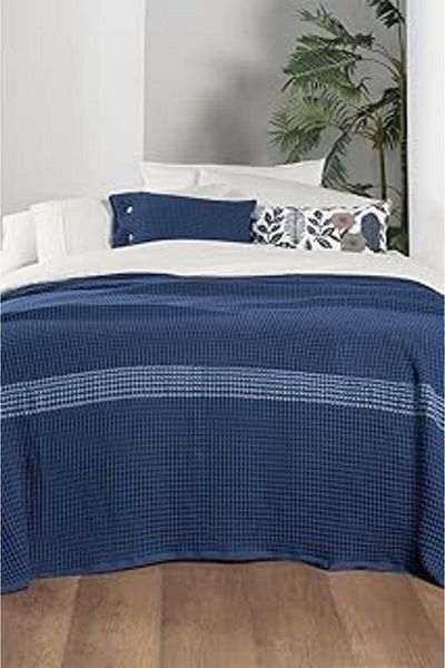 Mu Art Ahşap Sarev Polendia Blue Single 100% Cotton Bedspread 160 * 200 cm