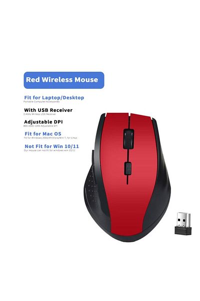 congdi ماوس ألعاب لاسلكي DZK0051RD 2.4 جيجاهرتز لأجهزة الكمبيوتر الشخصية مع مستقبل USB وملحقات الكمبيوتر المحمول