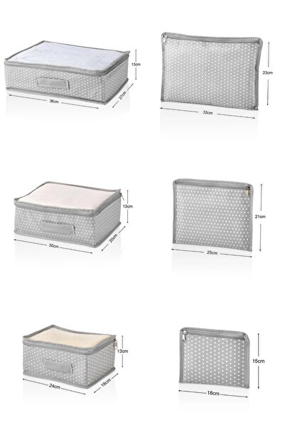BGV HOME 6"lı Valiz ve Bavul Düzenleyici Set- Puantiyeli-Fileli
