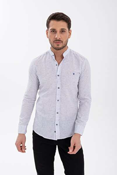 Klothy Erkek Yazlık Slim Fit Hakim Yaka Keten Gömlek