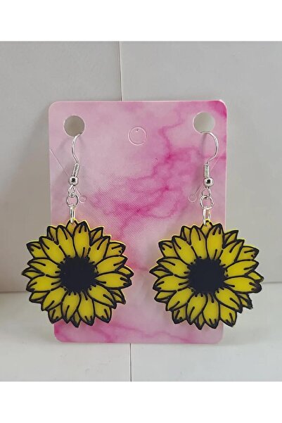 AlaSwan Yellow Flower Themed Plastic Earrings with Colorful Figures - Lightwe...