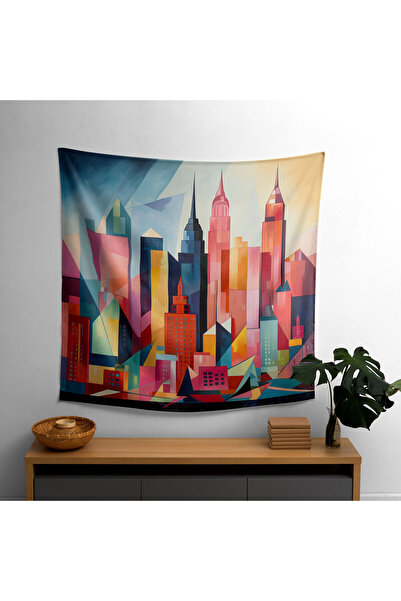 PaintedAnarchy Geometric Skyline Wall Covering - 100% Cotton Backing, Polyest...