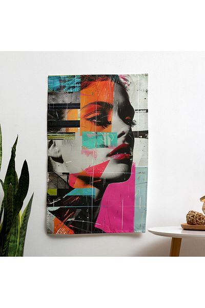 PaintedAnarchy Popart Style Canvas Print Wall Cloth - Vibrant Colors, Ranforce Fabric - Bedroom, Living