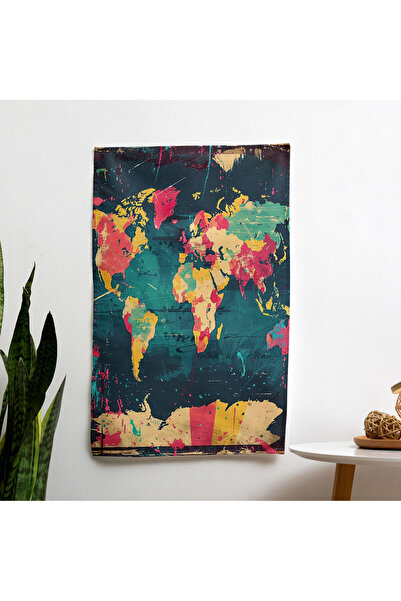 PaintedAnarchy غطاء جداري من القماش بتصميم خريطة العالم على طراز البوب آرت - ...