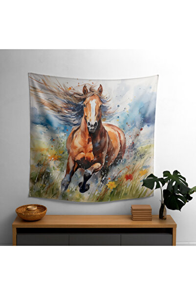 PaintedAnarchy Wild Mustang Watercolor Wall Covering - 100% Cotton Backing & ...