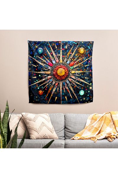 PaintedAnarchy Modern Decorative Stained Glass Star Map Wall Covering 100% Cotton Backed Vibrant Colors