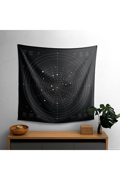 PaintedAnarchy Minimal Star Map Wall Drape - Vibrant Colors - Modern Decorative Fabric Wall Art