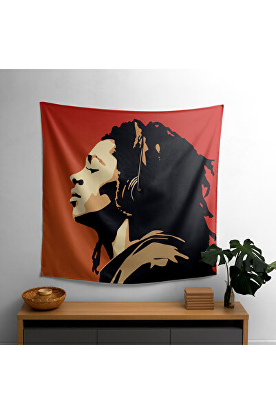 PaintedAnarchy Silhouette Bob Marley Fabric Wall Covering - Vibrant Sublimati...