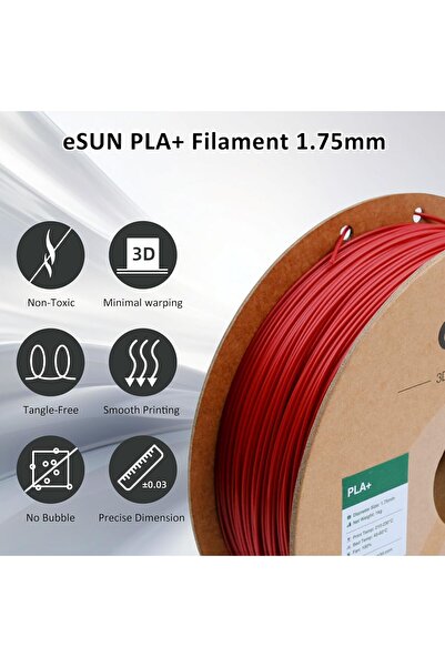 eSun 1,75 Mm Pla Plus (pla ) Itfaiye Kırmızısı Filament (1 KG)