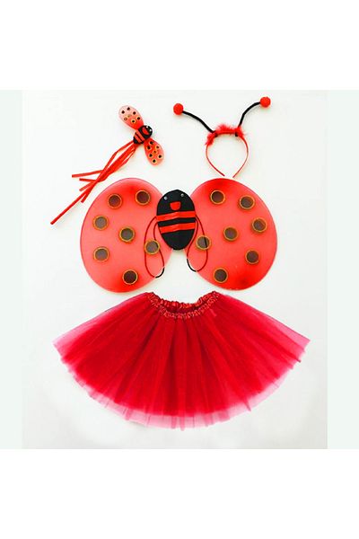 Skygo Red Ladybug Firefly Costume Set - (Tutu, Wing, Crown, Wand)