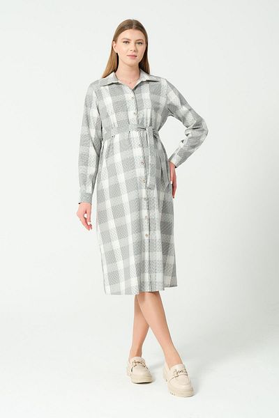 BUSA Maternity Buttoned Long Sleeve Midi Dress Black