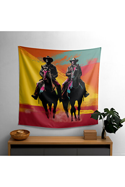PaintedAnarchy Bold Western Silhouette Wall Covering - 100% Cotton Backing, P...
