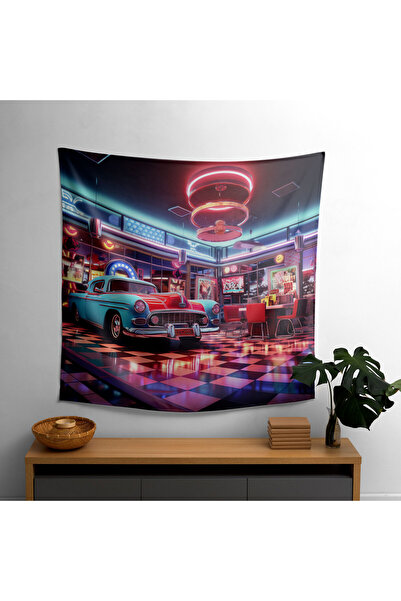 PaintedAnarchy Retro Restaurant Wall Covering |   100% Cotton and Polyester |...