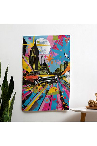 PaintedAnarchy Popart Style Canvas Print Wall Drape - Vibrant Fabric for Bedroom, Living Room, and Dorm
