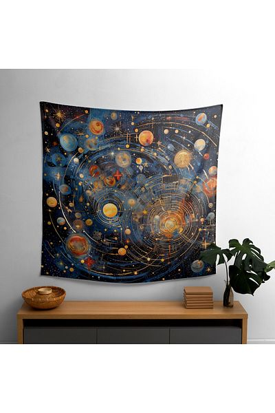 PaintedAnarchy Modern Star Map Wall Blanket - Vibrant Colors, 100% Cotton Backing, Sublimation Print -