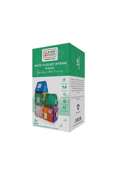 Clicstoys Magnetic building set Brick Tiles 16 pieces, Cleverclixx