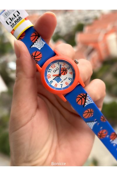 Q&Q 10 Atm, 2 Years Warranty, Orange Silicone Cord Pool Sea Use Suitable Boy's Wristwatch